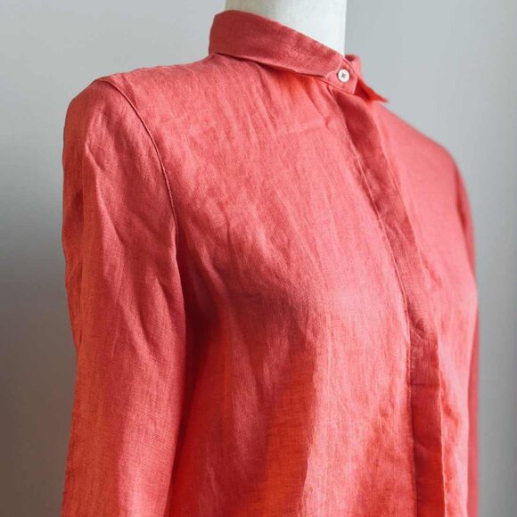 Massimo Dutti Coral Linen Long Sleeve Shirt with Ladder Stitch Cuffs – US 6 - Picture 3 of 13